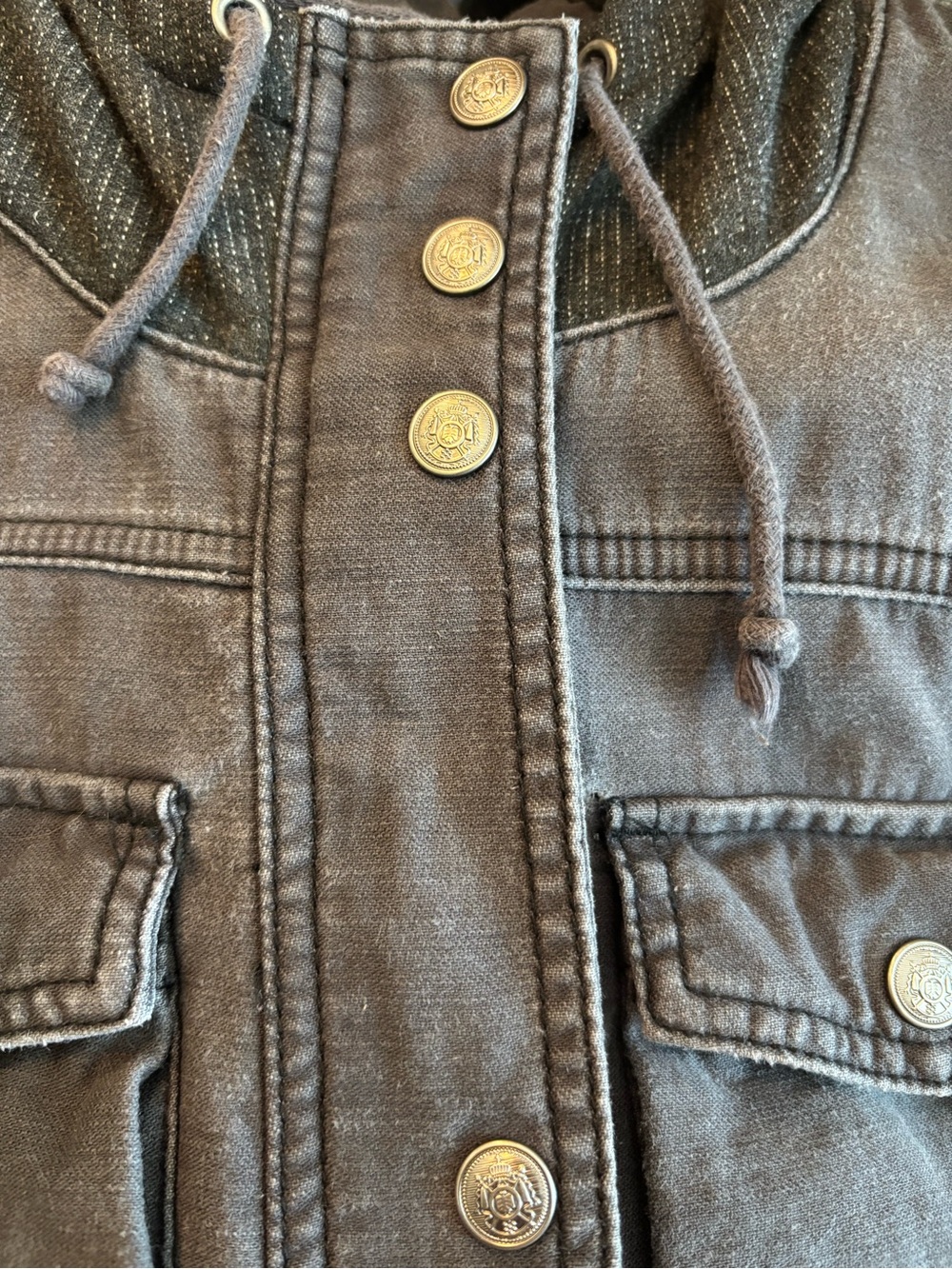 Free People Hooded Utility Jacket Sweater Mix Media Gray S - Picture 16 of 16